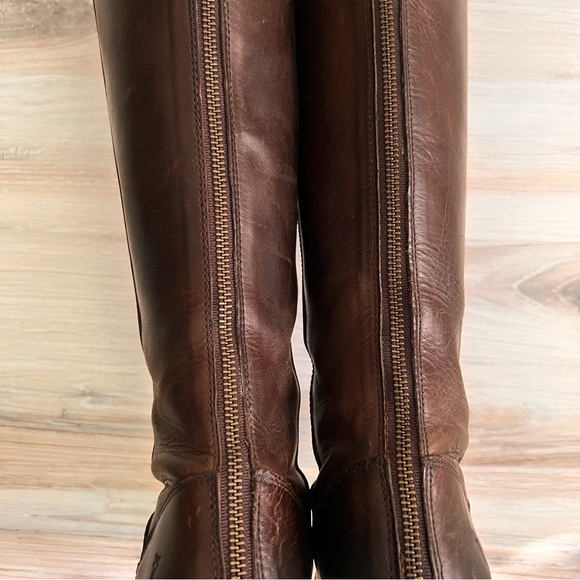 Frye Women's Melissa Stud Back Zip Riding Boot, Chocolate - Picture 2 of 4